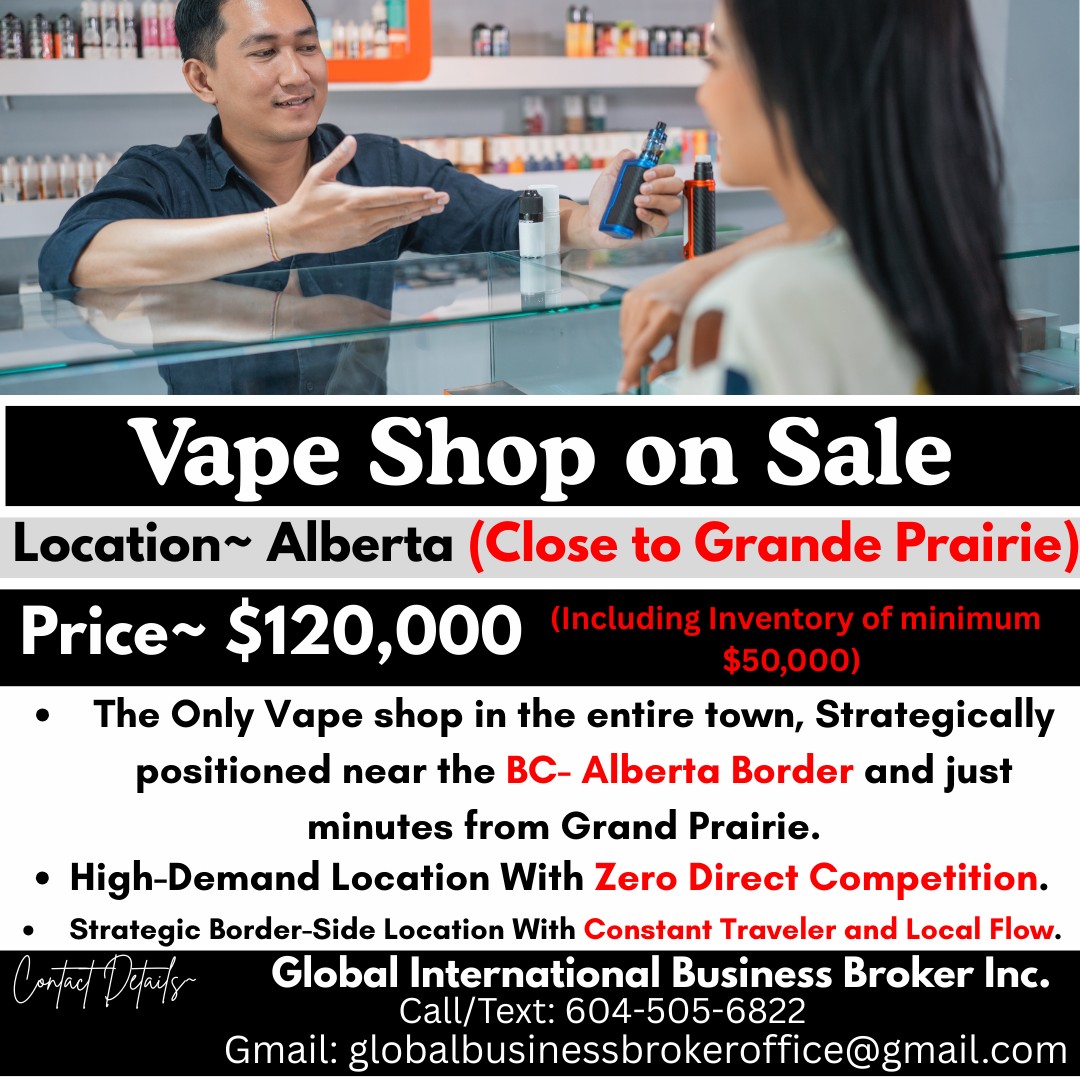 Premium Vape Shop For Sale – Alberta’s Border-Side Exclusive